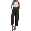 FD1541 Women's Fashionable Elegant Solid Color Loose-Fit High-Waisted Nine-Point Suit Pants New Arrival Spring Autumn 2024