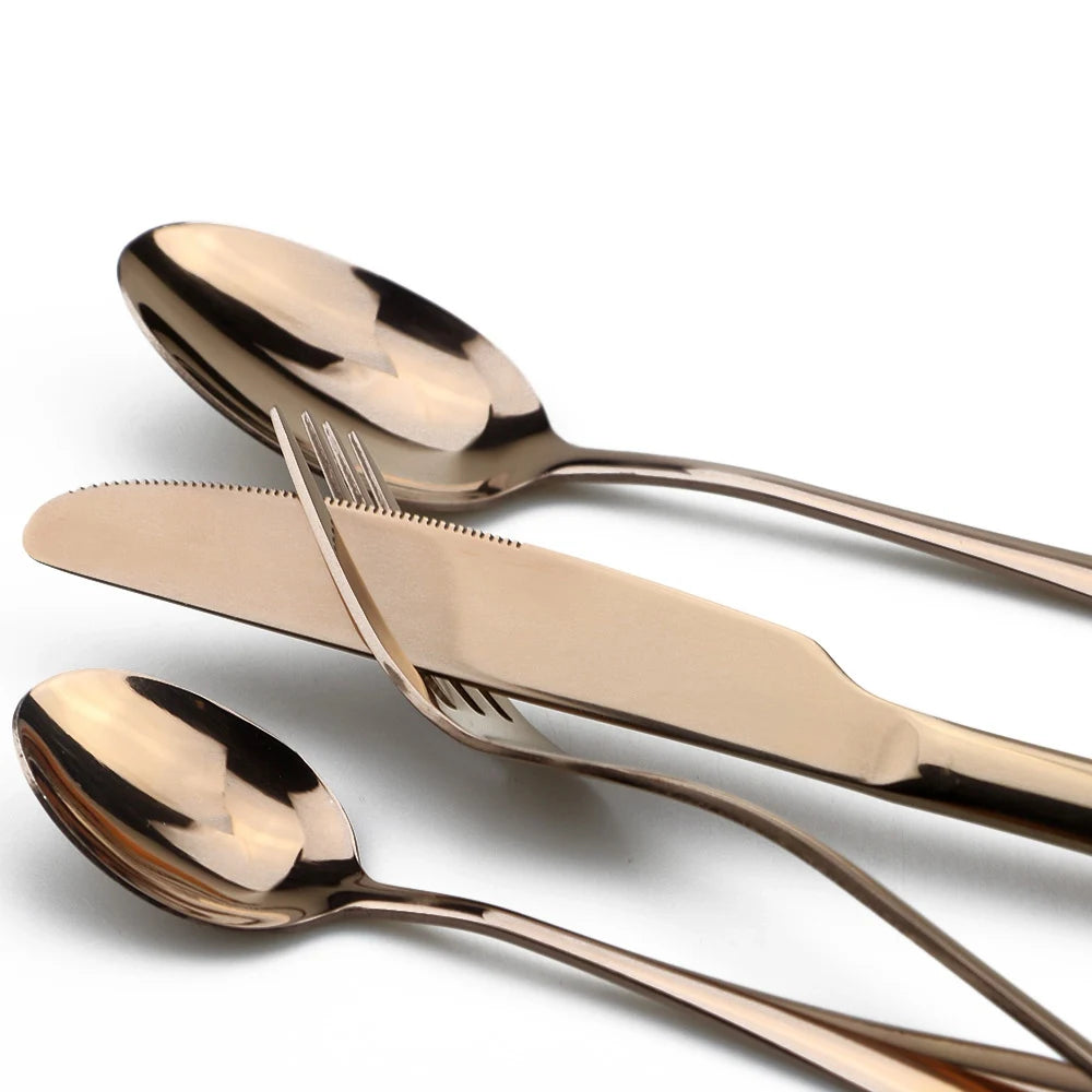 JANKNG Stainless Steel Dinnerware Set Rainbow Colorful Cutlery Dishwasher Safe Dinner Western Tableware Kitchen Accessories