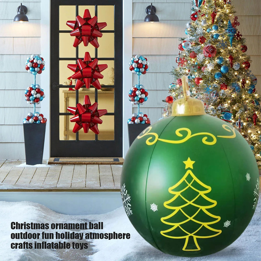 24 Inch Inflatable Christmas Balls Light Up PVC Giant LED Christmas Balloon Snowman Outdoor Inflatable Christmas Decorations