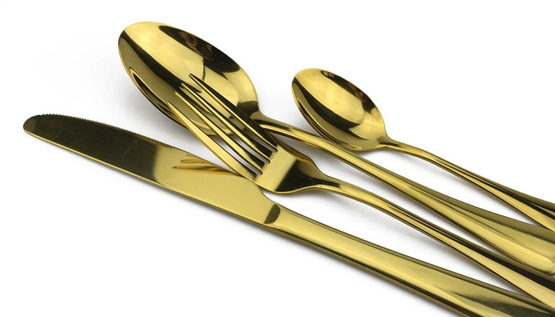 JANKNG Stainless Steel Dinnerware Set Rainbow Colorful Cutlery Dishwasher Safe Dinner Western Tableware Kitchen Accessories