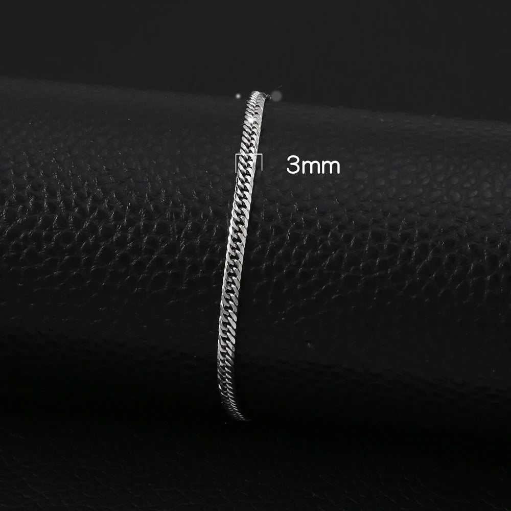 HONGTONG Chunky Miami Curb Chain Bracelet for Men Stainless Steel Cuban Link Chain Wristband Classic Punk Heavy Male Jewelry