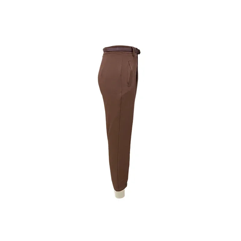 FD1541 Women's Fashionable Elegant Solid Color Loose-Fit High-Waisted Nine-Point Suit Pants New Arrival Spring Autumn 2024