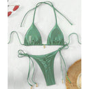 2 Pcs/Set Bikini Set Sexy Bikinis 2025 Bathing Suit Solid Color Halter Neck Strap Thong Women Swimsuit Set for Beach Swimwear