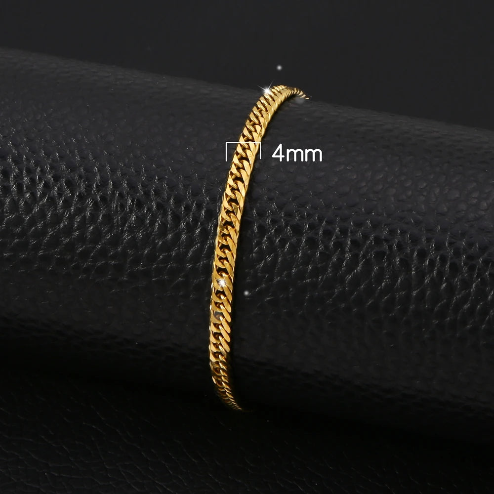 HONGTONG Chunky Miami Curb Chain Bracelet for Men Stainless Steel Cuban Link Chain Wristband Classic Punk Heavy Male Jewelry