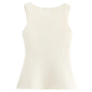 HXAO 2025 Women's Off White Knit Vest Cardigan Button Up Long Outerwears Sleeveless Vest Women Ladies Fashion Elegant Vest Women