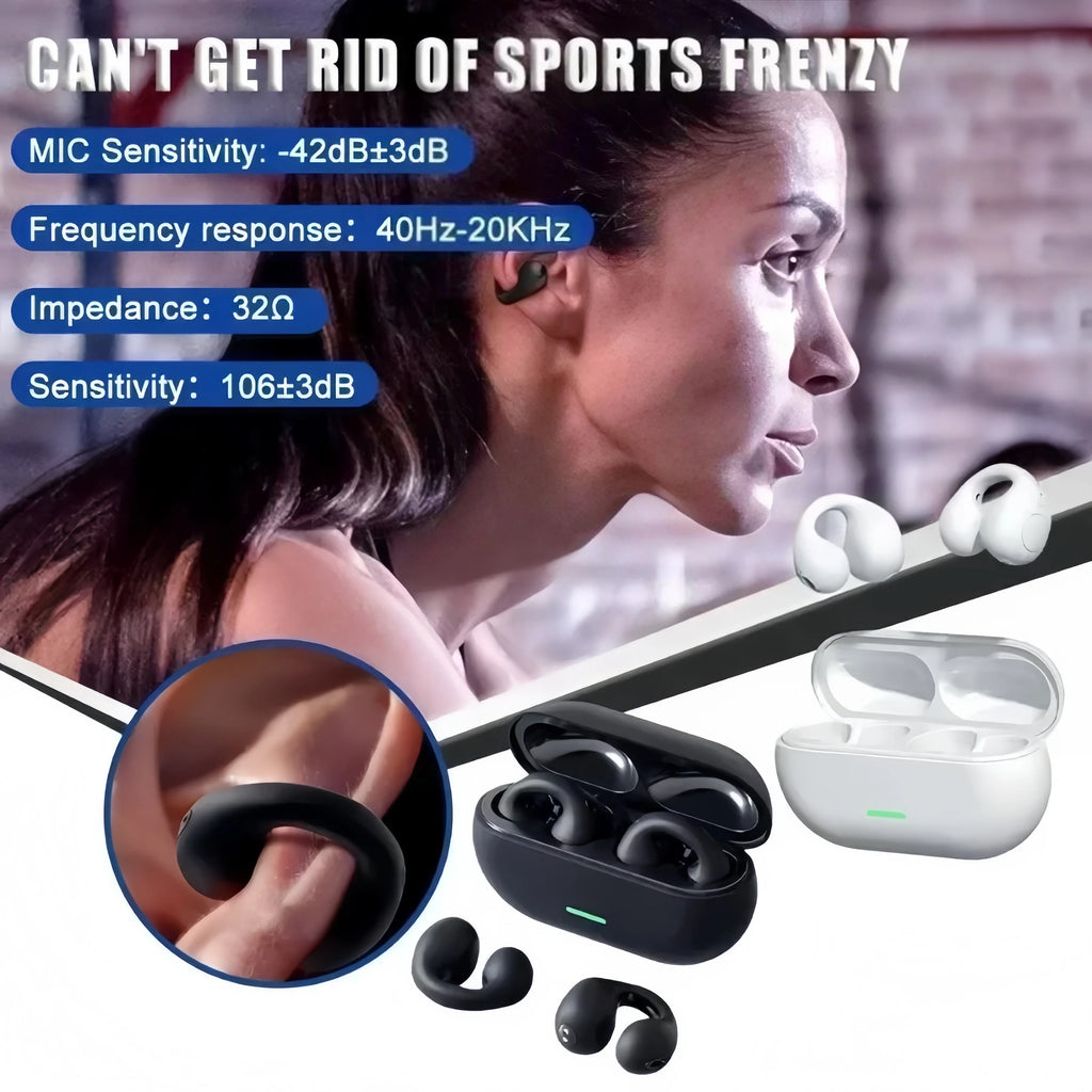 New Bluetooth wireless headphones 5.3 Ear clip-on ear music cancelling HD headphones called sports gaming headphones