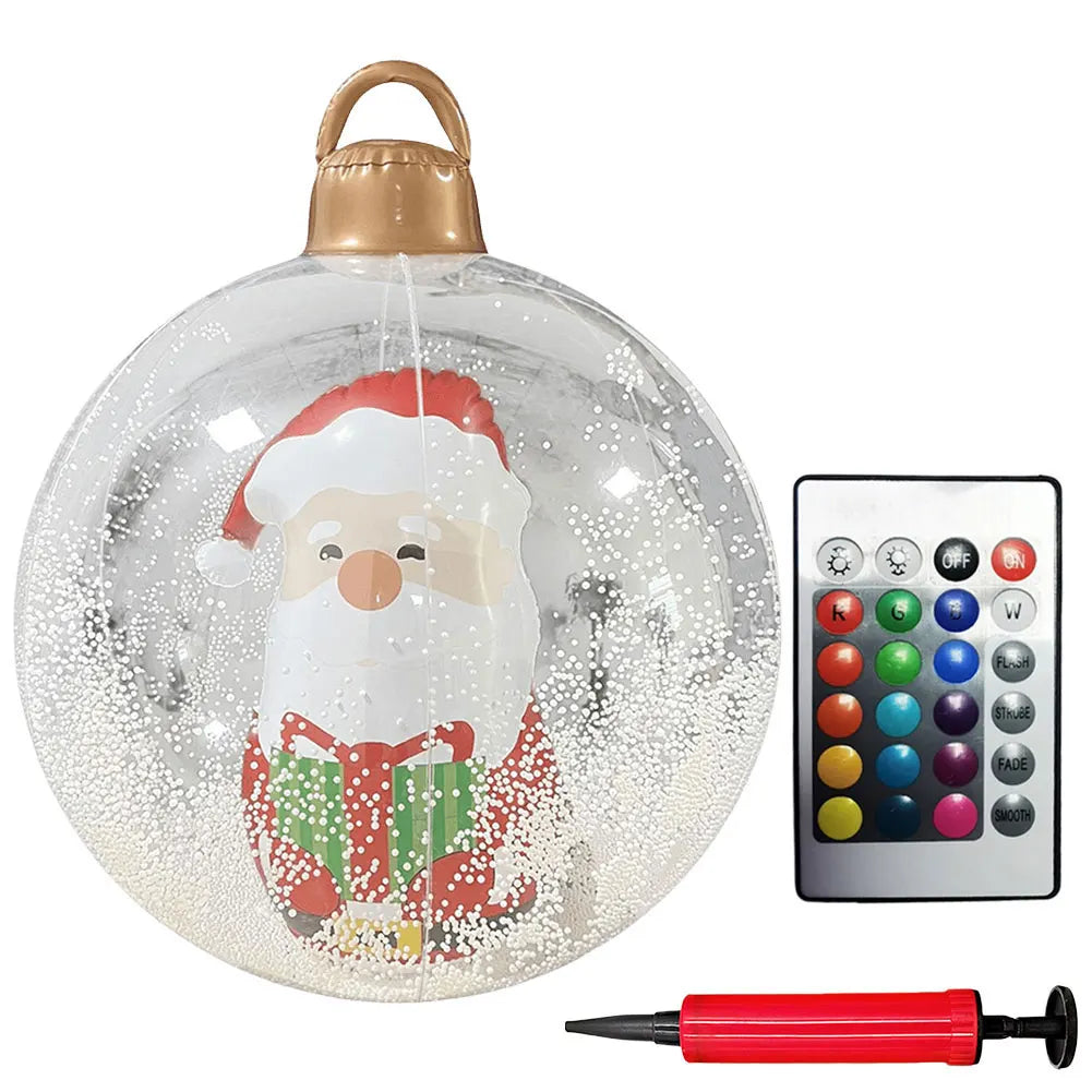 24 Inch Inflatable Christmas Balls Light Up PVC Giant LED Christmas Balloon Snowman Outdoor Inflatable Christmas Decorations