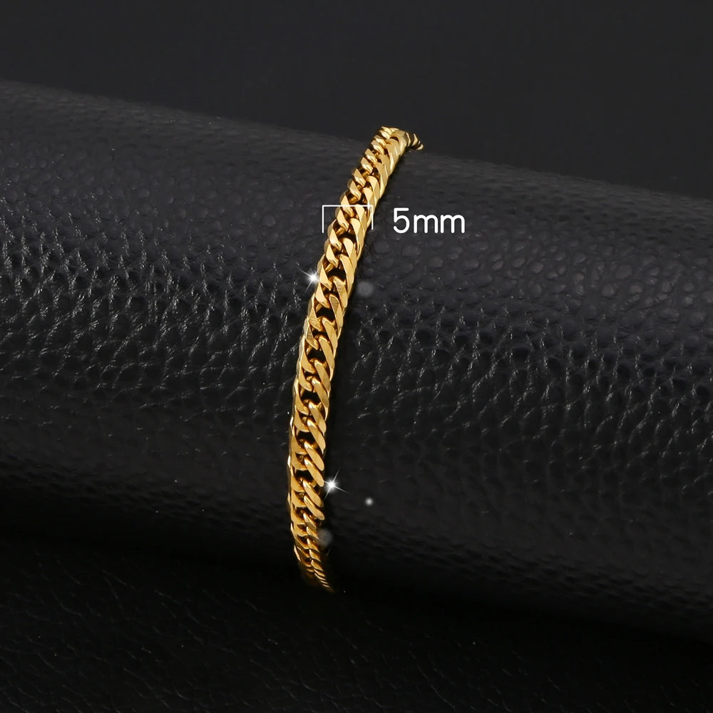 HONGTONG Chunky Miami Curb Chain Bracelet for Men Stainless Steel Cuban Link Chain Wristband Classic Punk Heavy Male Jewelry