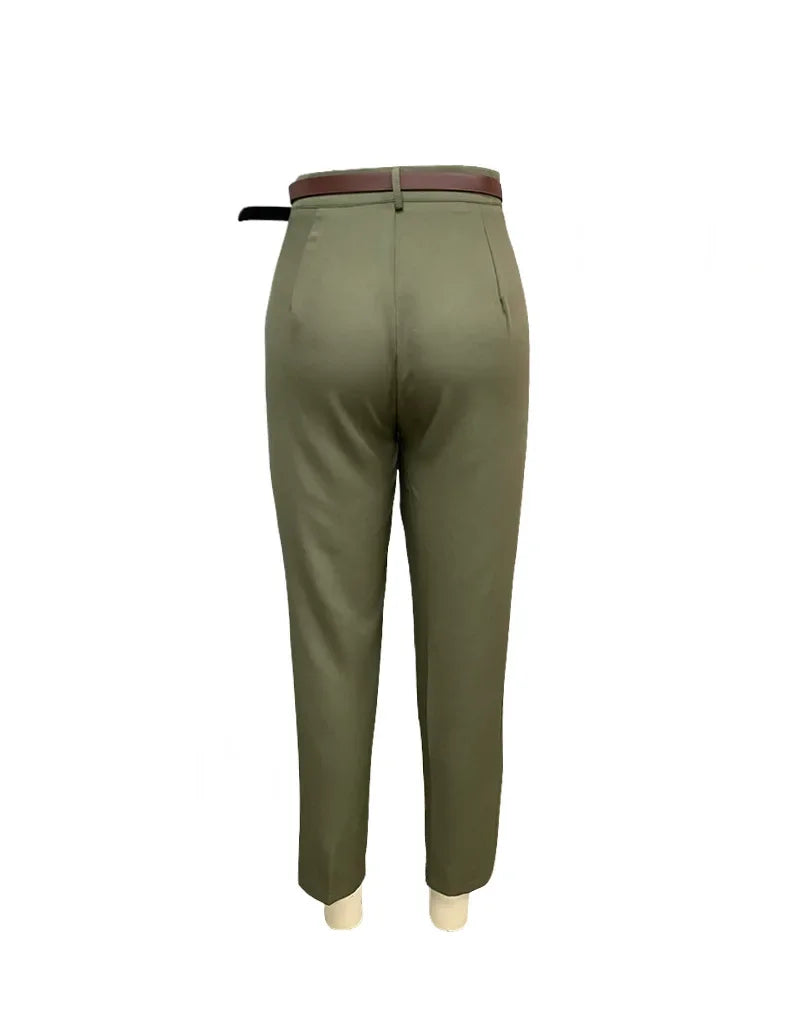 FD1541 Women's Fashionable Elegant Solid Color Loose-Fit High-Waisted Nine-Point Suit Pants New Arrival Spring Autumn 2024