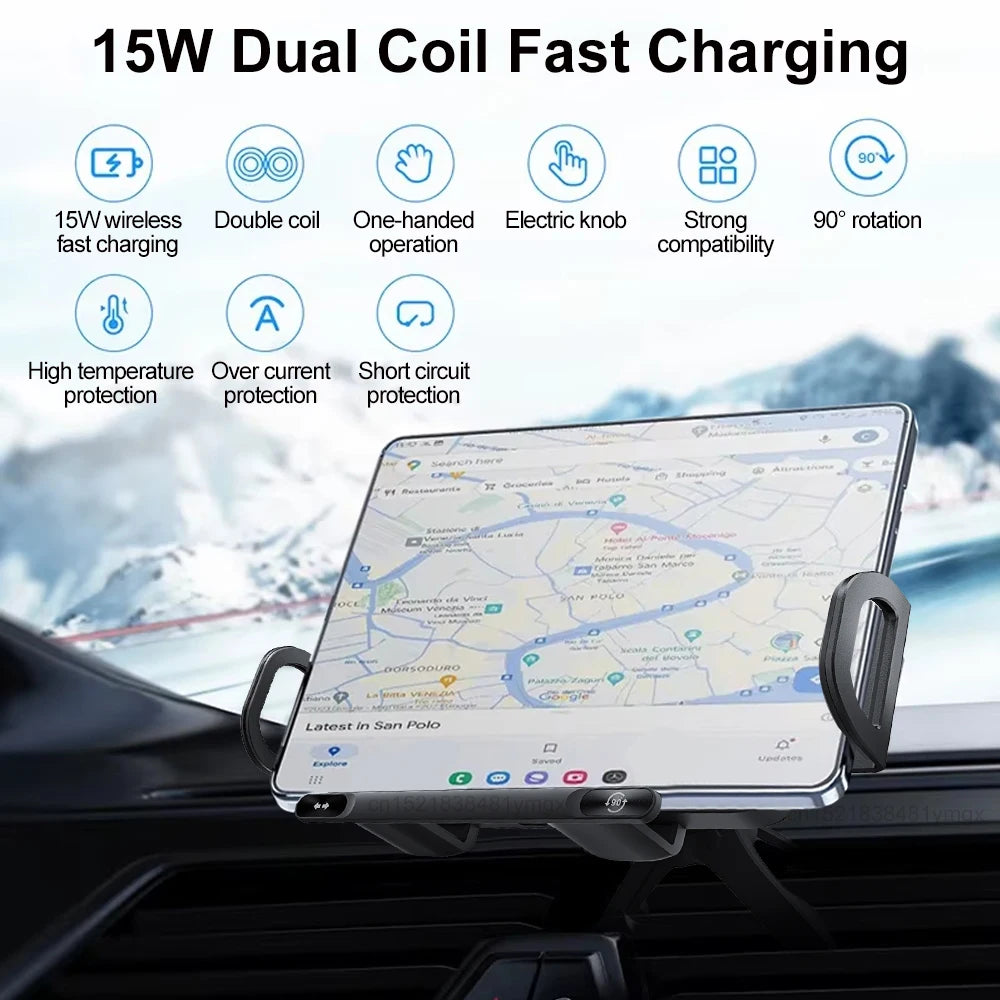 Wireless Charger For Samsung Dual Coil Fold Screen Car Wireless Charger For Samsung Galaxy Z Fold Flip 6 5 4 3 Charging Station