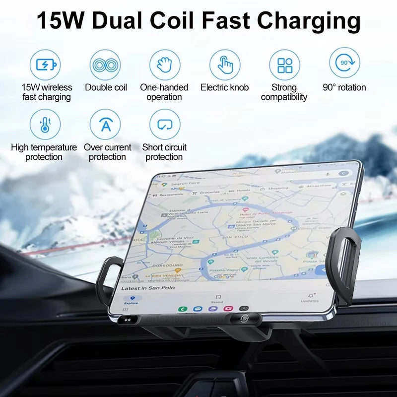 Wireless Charger For Samsung Dual Coil Fold Screen Car Wireless Charger For Samsung Galaxy Z Fold Flip 6 5 4 3 Charging Station