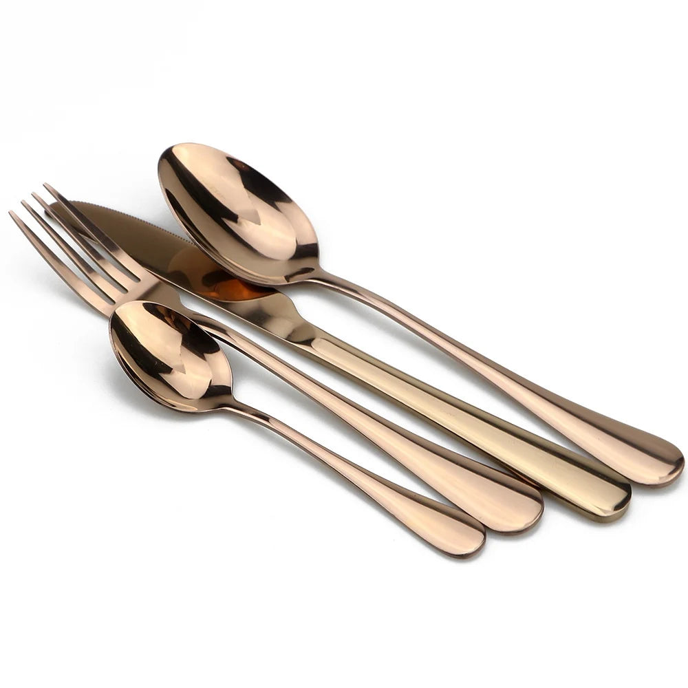 JANKNG Stainless Steel Dinnerware Set Rainbow Colorful Cutlery Dishwasher Safe Dinner Western Tableware Kitchen Accessories