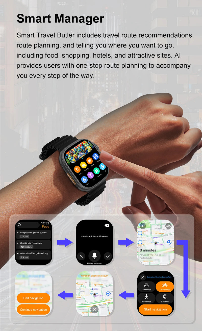 DT Ultra 3 Smartwatch Amoled Screen 4GB MP3 MP4 Player Bluetooth Network Sharing APP Store ChatGPT Smart AI Watch Man Sportwatch