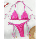 2 Pcs/Set Bikini Set Sexy Bikinis 2025 Bathing Suit Solid Color Halter Neck Strap Thong Women Swimsuit Set for Beach Swimwear