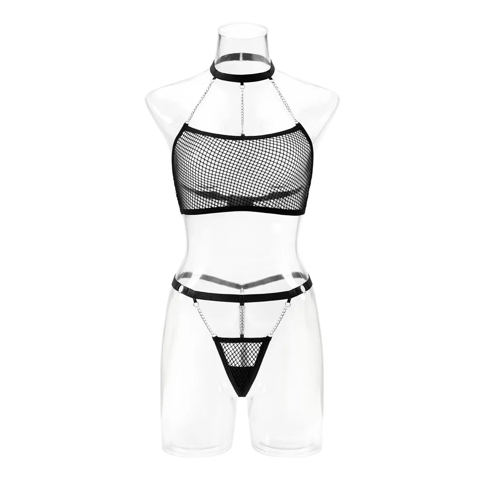Sensual Sexy Female Lingerie Transparent Bra And Panty Set 2-Pieces See Through Mesh Sexy Bras Exotic Sets Fancy Underwear