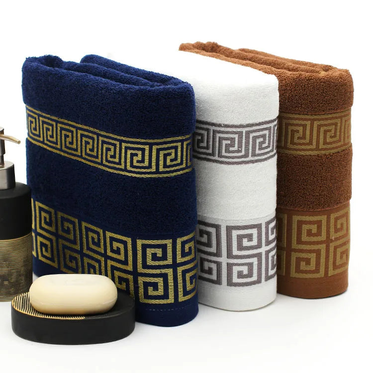 2pcs Black Cotton Towels 34x74cm/70x140cm Embroidered Hotel Bathroom Towels For Adult Quick-Dry Thicken Soft Face Bath Towels