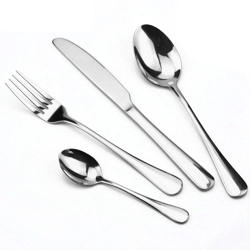 JANKNG Stainless Steel Dinnerware Set Rainbow Colorful Cutlery Dishwasher Safe Dinner Western Tableware Kitchen Accessories