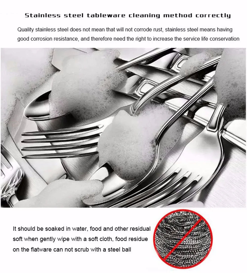 JANKNG Stainless Steel Dinnerware Set Rainbow Colorful Cutlery Dishwasher Safe Dinner Western Tableware Kitchen Accessories