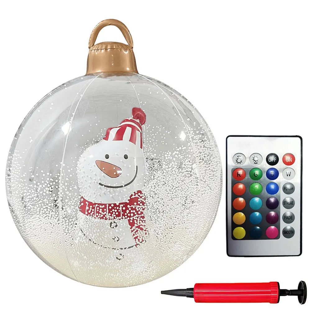 24 Inch Inflatable Christmas Balls Light Up PVC Giant LED Christmas Balloon Snowman Outdoor Inflatable Christmas Decorations
