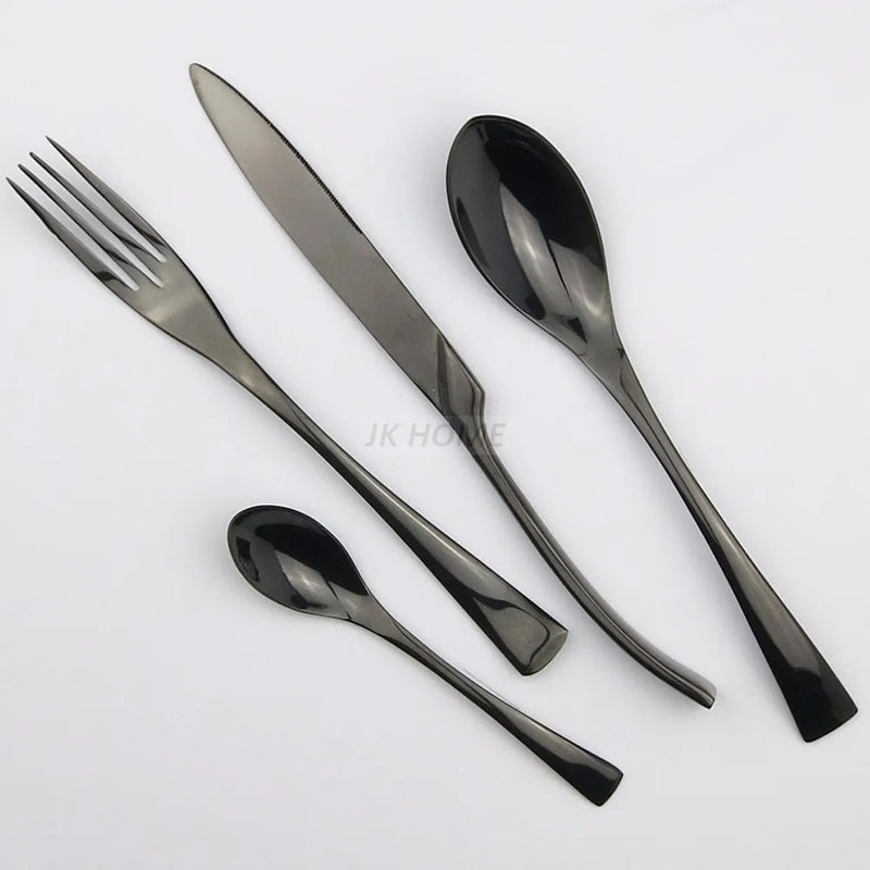 JANKNG Stainless Steel Dinnerware Set Rainbow Colorful Cutlery Dishwasher Safe Dinner Western Tableware Kitchen Accessories