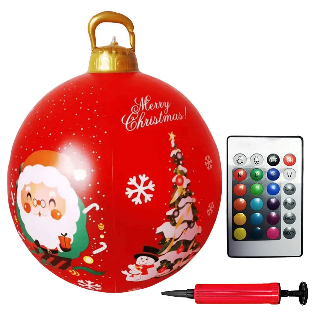 24 Inch Inflatable Christmas Balls Light Up PVC Giant LED Christmas Balloon Snowman Outdoor Inflatable Christmas Decorations