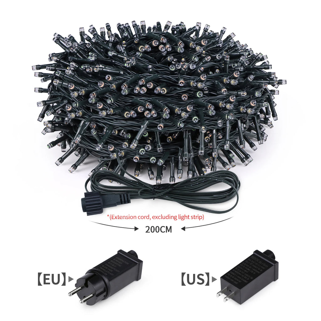 10M-100M Fairy Lights LED String Garland Christmas Light Waterproof Outdoor Indoor For Tree Street Wedding Party 2024 Decoration