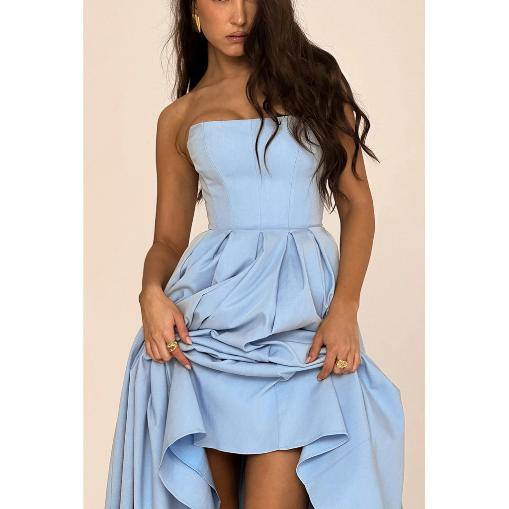 Suninheart Summer Vestidos De Fiesta 2024 New in Elegant Strapless Flare Dress White Sexy Corset Dress Night Party Dresses Women