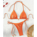 2 Pcs/Set Bikini Set Sexy Bikinis 2025 Bathing Suit Solid Color Halter Neck Strap Thong Women Swimsuit Set for Beach Swimwear