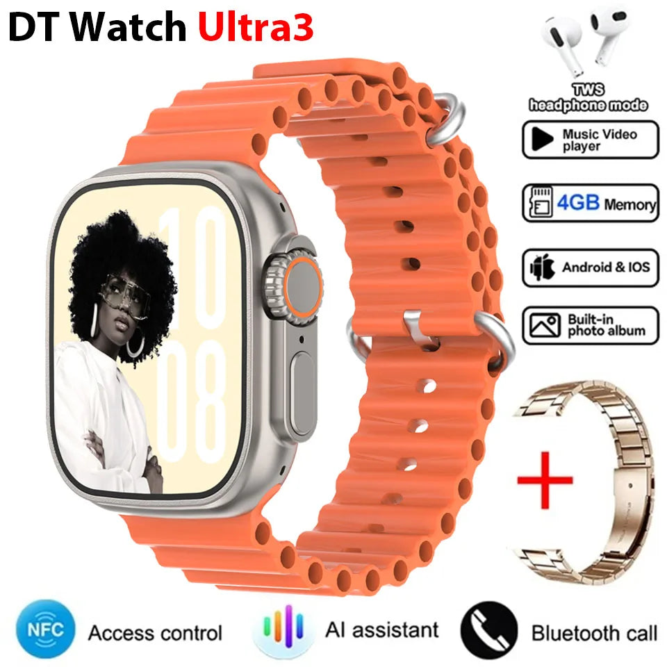 DT Ultra 3 Smartwatch Amoled Screen 4GB MP3 MP4 Player Bluetooth Network Sharing APP Store ChatGPT Smart AI Watch Man Sportwatch