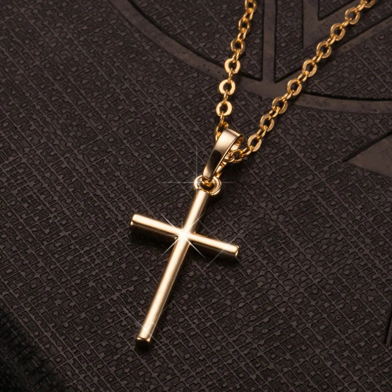 New Crystal Christian Jesus Cross Pendant Necklaces Women Fashion Gold Silver Color Clavicle Chain Necklace Collar Jewelry Gift