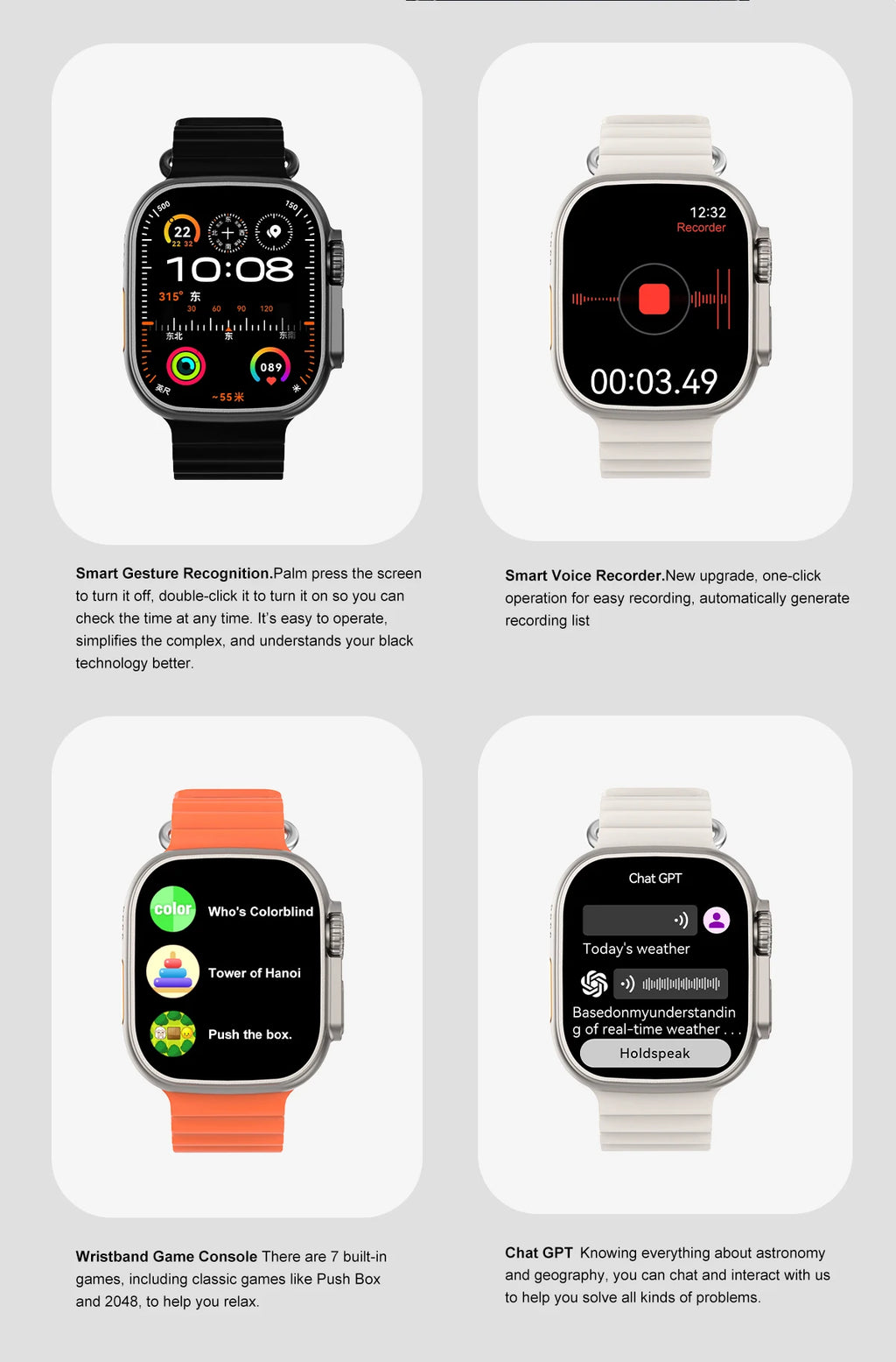 DT Ultra 3 Smartwatch Amoled Screen 4GB MP3 MP4 Player Bluetooth Network Sharing APP Store ChatGPT Smart AI Watch Man Sportwatch