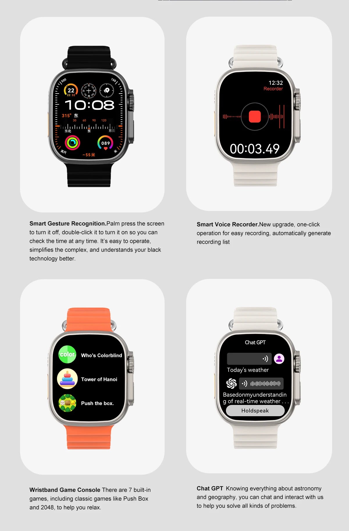 DT Ultra 3 Smartwatch Amoled Screen 4GB MP3 MP4 Player Bluetooth Network Sharing APP Store ChatGPT Smart AI Watch Man Sportwatch