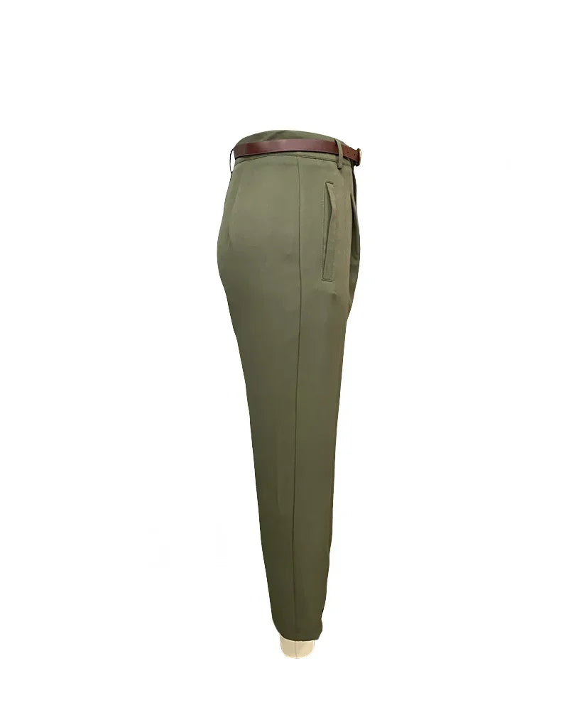 FD1541 Women's Fashionable Elegant Solid Color Loose-Fit High-Waisted Nine-Point Suit Pants New Arrival Spring Autumn 2024