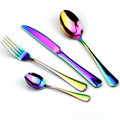 JANKNG Stainless Steel Dinnerware Set Rainbow Colorful Cutlery Dishwasher Safe Dinner Western Tableware Kitchen Accessories