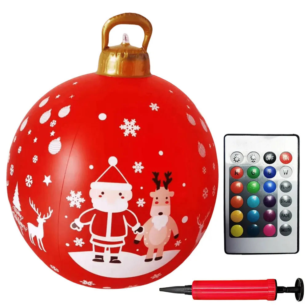 24 Inch Inflatable Christmas Balls Light Up PVC Giant LED Christmas Balloon Snowman Outdoor Inflatable Christmas Decorations
