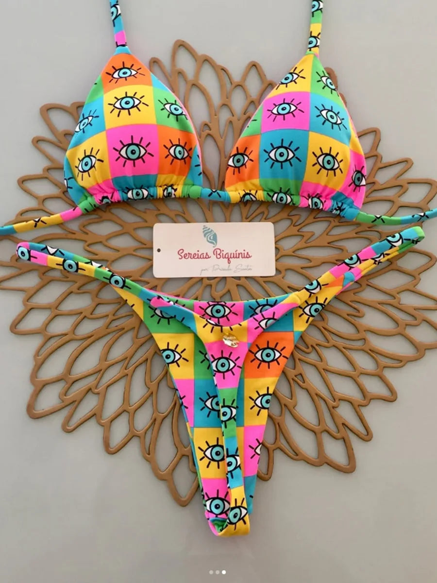 Micro Bikinis 2025 Women Swimsuit New Sexy Swimwear Halter Bikini Set Brazilian Biquini Female Thong Beachwear Party Wear